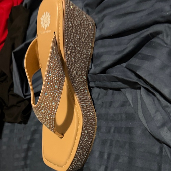 Yellow Box Women's Sparkling Tan Sandals - Picture 2 of 3